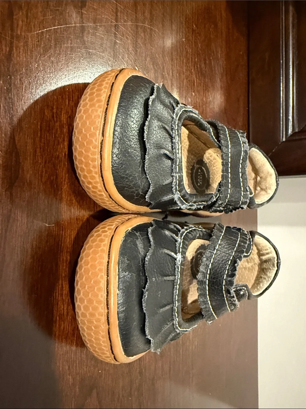 Kids Black Mary Jane Shoes with Tan Sole